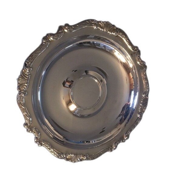 Sheridan Taunton Silversmiths Ltd Silver Plate Lion Logo 12.5”Round Serving Tray - Picture 3 of 4